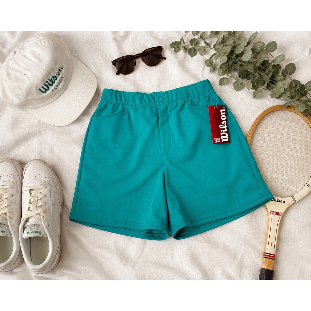 Vintage Wilson Tennis Shorts Womens Large 90s Retro Pickleball Teal Blue USA NWT